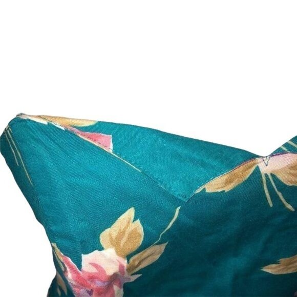 Carol Anderson California Dress Size 10 Turquoise Floral Cotton Attached Belt - Picture 7 of 13